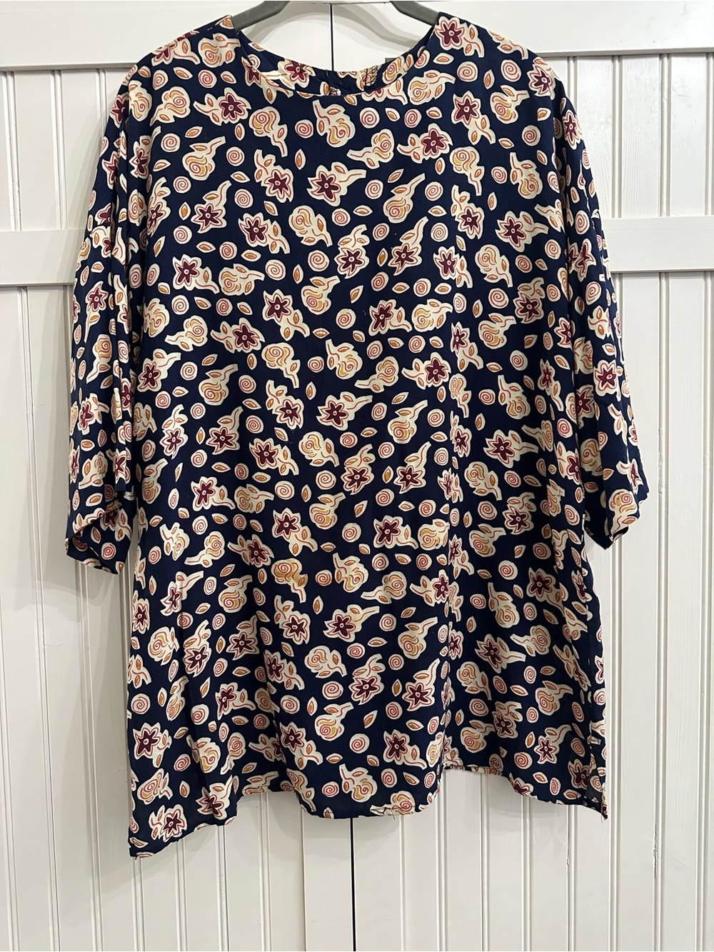 VTG 80s The Fashion Lab Lee Winter Rayon Abstract Floral Blouse Top L USA Made